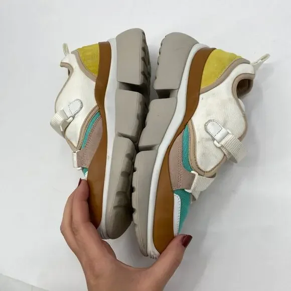 Chloe EU 37 Multicolor Leather Mesh and Suede Sonnie Low-Top Sneakers